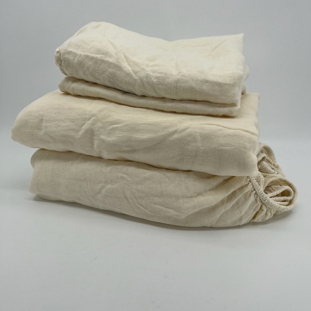 Brooklinen Sheet SET King 5 Piece 100% Linen Portugal Flat Fitted Pillowcases